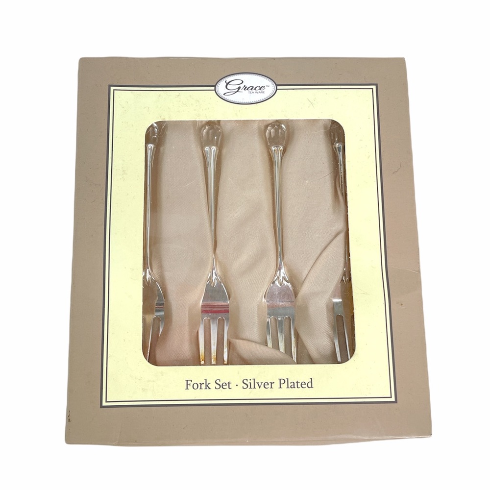 Grace Tea Ware Mini Fork Set, Silver Plated, 4